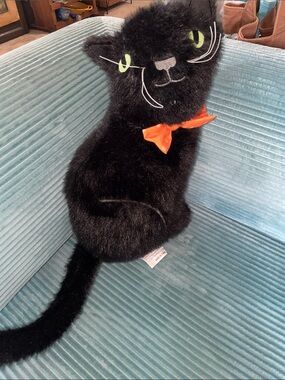 Black Plush Cat Toy with Orange Bow by Humane World for Animals-18” tall